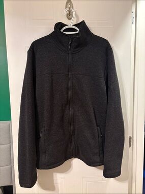 Men's Full-Zip Black Knit Sweater Jacket